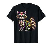 Mapache Mexicano Calavera Viva México Chica Fiesta Camiseta