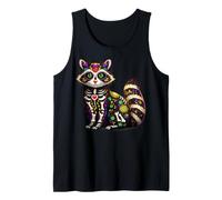 Mapache Mexicano Calavera Viva México Chica Fiesta Camiseta sin Mangas