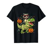 Mapache Montando Momia Dinosaurio Divertido Calabaza de Halloween Camiseta