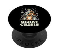Mapache navideño Feliz Crisis PopSockets PopGrip Adhesivo