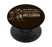 Mapache Off Grid Humor Supervivencia Naturaleza Bosques Vintage PopSockets PopGrip Adhesivo