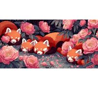 Mapache Pintar Por Numeros Adultos NiñOs Kits, flor Pintura Por NúMeros Kit Completo De Cuadro Sobre Lienzo Con Pintura Acrilica, Decoracion Hogar Para SalóN, Dormitorio, Sin Marco 40x80cm U-429