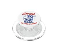 Mapache Retro de Stay Wild Outdoor Legend en una Silla de Acampada PopSockets PopGrip para MagSafe