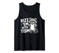 Mapache Rizz Em con Tism Divertido Dicho Autismo Meme Hombres Mujeres Camiseta sin Mangas