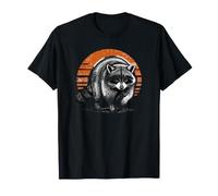 Mapache Salvaje al acecho Animal intrépido Atardecer Retro Camiseta