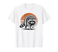 Mapache Salvaje al acecho Animal intrépido Atardecer Retro Camiseta gráfica económica