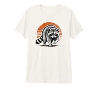 Mapache Salvaje al acecho Animal intrépido Atardecer Retro Camiseta Premium