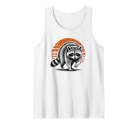 Mapache Salvaje al acecho Animal intrépido Atardecer Retro Camiseta sin Mangas