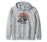 Mapache Salvaje al acecho Animal intrépido Atardecer Retro Sudadera con Capucha