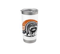 Mapache salvaje al acecho Animal intrépido Atardecer Retro Vaso térmico de acero inoxidable de doble pared