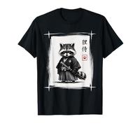 Mapache Samurai Cultura Japonesa Katana Guerrero Ukiyo-e Arte Camiseta