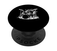 Mapache tocando la batería Baterista Amante de los animales PopSockets PopGrip Adhesivo
