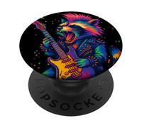 Mapache Tocando Regalos de Rock and Roll de Guitarra para PopSockets PopGrip Adhesivo