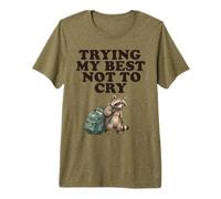 Mapache Triste de Vuelta a la Escuela Haciendo Todo lo Posible para no Llorar Camiseta Premium