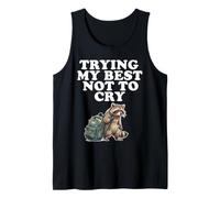 Mapache Triste de Vuelta a la Escuela Haciendo Todo lo Posible para no Llorar Camiseta sin Mangas