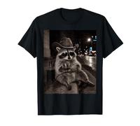 Mapache Vaquero de Medianoche con una Bebida bajo Las Luces de la Ciudad Camiseta