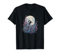 Mapache y flores bajo la luz de la luna Camiseta