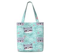 Mapache y koala,Bolsas de supermercado reutilizables, bolsas de compras, bolsas de lona de gran capacidad, bolso de hombro