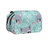 Mapache y Koala Estuche para lápices portátil con Doble Concha y Cremallera