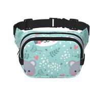 Mapache y Koala,Riñonera Cuadrada de Doble Capa, Bolso de Viaje, Bolso Informal para el Pecho.