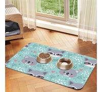 Mapache y Koala,Tapete para Comida de Mascotas, manteles Individuales de Cuero sintético para Gatos y Perros,40x60cm