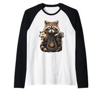 Mapache Zarigüeya Tejón Bosque Místico Camiseta Manga Raglan