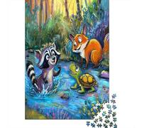 Mapaches Jugando y retozando en el arroyoTortugas FBuOjosRompecabezas De 1000 Piezas para Adultos, Juegos De Desafío para Niños, Regalos38x26cm/1000pcs