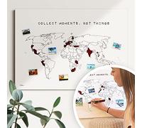 Mapamundi collect moments #1 - sostenible y hecho a mano en Alemania - Mapa del mundo para colorear/pin, marco de viaje, póster de lienzo (póster de lienzo, 90 x 60 cm)