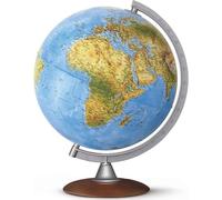 Mapamundi Táctil 30 cm Tecnodidáctica - Globo terrestre con relieves 3D, cartografía física y política, base de madera, instrumento educativo educativo