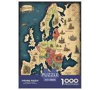 Mapasa de Europa Puzzles Imposible,desafío for Adults Entretenimiento Creativo 1000 Piezas Obra De Arte De Juego De para Adultos Y Niños Mayores De 12 Años 38x26cm/1000pcs