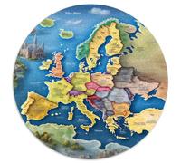 Mapasasa de Europa Puzle Juguete EduGatoivo Decoración Familiar 1000 Piezas Geografía Europea Rompecabezas Familiar Juego De Habilidad para Adultos Y Niños 1000pcs (67.5x67.5cm)