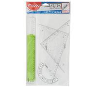 Maped 227835 - Kit trazado 4+1, regla de 30 cm, cartabón, escuadra, transportador y regla 20 cm, Colores Surtidos
