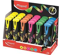 Maped - 24 marcadores Fluo'Peps Flex - Punta flexible y flexible - Display x24 - Color: amarillo, azul, verde, rosa y naranja