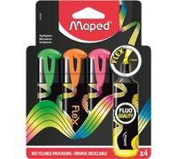 Maped - 4 rotuladores fluorescentes Peps Flex - Punta suave flexible - Comodidad