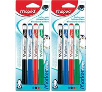 Maped 741312 Negro, Azul, Verde, Rojo 4pieza(s) - Marcador (Negro, Azul, Verde, Rojo, Multicolor, Polipropileno (PP), Medio, 1,5 mm, 1,28 cm) (Paquete de 2)