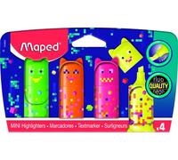 Maped Marcadores Fluo Mini Pixel Party x4 - Colores Vibrantes para Estudiantes - Rotuladores Pastel y Subrayadores - Compactos