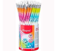 Maped 851874 - Lote de 72 lápices de goma, diseño triangular ergonómico para minería gris resistente, bote de 72 lápices de papel, multicolor