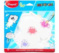 Maped - Accesorios de Pintura - Paleta de Pintura - Diseño Divertido con Formas - Color Blanco - 6 Compartimentos - Incluye Soportes para Reposar Pinceles - Fácil de Limpiar
