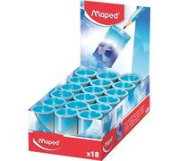 Maped Arctic - Expositor de 18 Sacapuntas Metálicos con Depósito, Sacapuntas de 1 Agujero en Lata Ultrarresistente, Display de Mostrador para Tiendas, Material Escolar, Pack de 18 Unidades