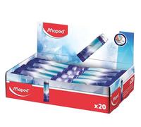 Maped Arctic - Expositor de Mostrador con 20 Porta-gomas Retráctiles, Sistema Giratorio de Precisión con Goma Blanca Sin PVC, Acabado Metalizado, Pack de 20 Unidades Listo para Vender