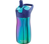 MAPED - Botella de Agua - Colección Nightfall - Botella de Acero Inoxidable de 430 ml - Color Azul - Fácil de Abrir con Botón de Bloqueo - Incluye un Asa - Limpieza Sencilla