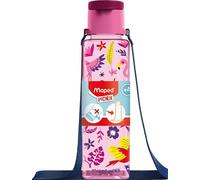 Maped - Botella Infantil con Correa Bandolera de 500 ml, Diseño de Pájaros y Deportes, Plástico Ligero de Alta Resistencia, Apertura Fácil para Niños, Ideal para Excursiones