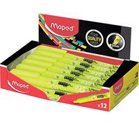MAPED - Caja de 12 rotuladores fluorescentes Peps Pen, color amarillo - Formato bolígrafo ideal para el estuche.