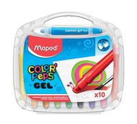 Maped Ceras de Colores en Gel para Niños, 10 Lápices Retráctiles, Colores Vibrantes y Mezclables, Efecto Acuarela con Agua, Fácil Agarre y Deslizamiento, Incluye Estuche Reutilizable