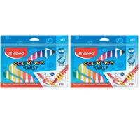 Maped - Ceras de Colores para Niños - Lápices Twist - 12 Pinturas de Cera de Colores -Girar para Sacar la Mina - No Ensucian las Manos - Larga Duración (Paquete de 2)