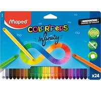 Maped Color'Peps Infinity - Lápices de colores (100% mina, 100% utilizable, sin residuos, sin talla, dura mucho tiempo, forma triangular ergonómica, bolsa de 24 lápices