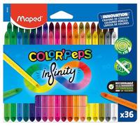 Maped Color'Peps Infinity - Pack de 36 Lápices de Colores Infinitos (100% Mina), No Necesitan Sacapuntas, Lápices Triangulares Ergonómicos, Sin Residuos y de Larga Duración, Gama de 36 Colores