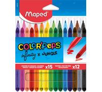 Maped Lápices y rotuladores Color'Peps Infinity X Jungle — Estuche 15 lápices y 12 colores