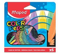 Maped Color'Peps - Juego de 6 tizas de colores vivos para niños, fácil de limpiar