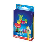 Maped Color'Peps Long Life - Estuche de 15 Rotuladores Lavables con Punta Bloqueada Antihundimiento, No se Secan sin Tapa (Hasta 1 Semana), 15 Colores Brillantes, Material Escolar Resistente